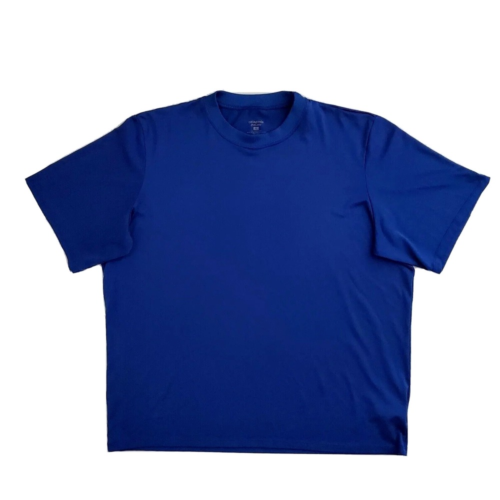 Patagonia Mens Large Blue T-Shirt Capilene Base Hiking Activewear USA Made 45044